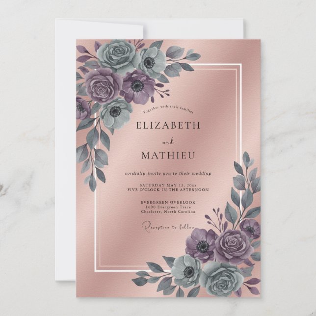 Amethyst Slate Watercolor Wedding Invitation (Front)