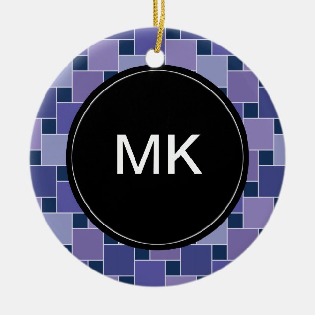 Amethyst Squares Ceramic Tree Decoration (Front)