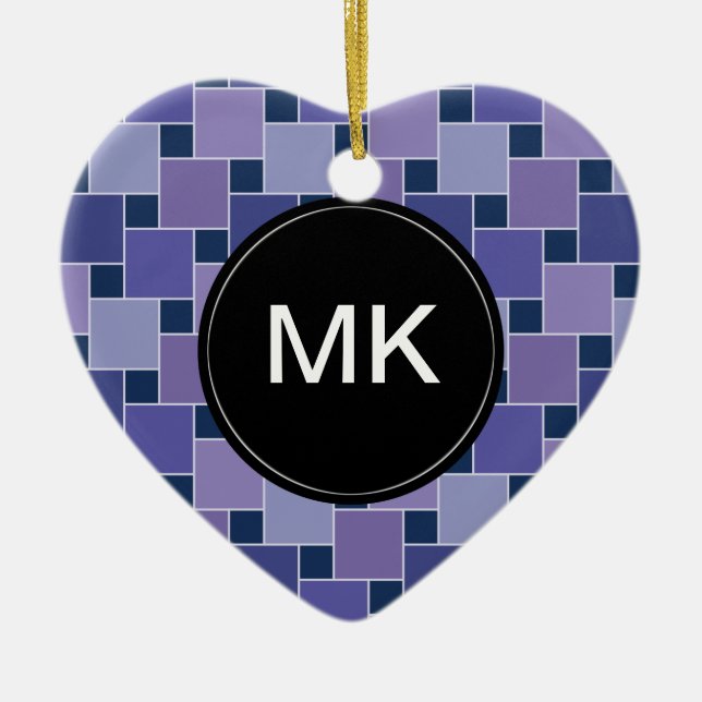 Amethyst Squares Ceramic Tree Decoration (Front)