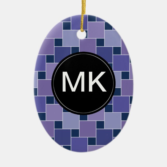 Amethyst Squares Ceramic Tree Decoration (Front)