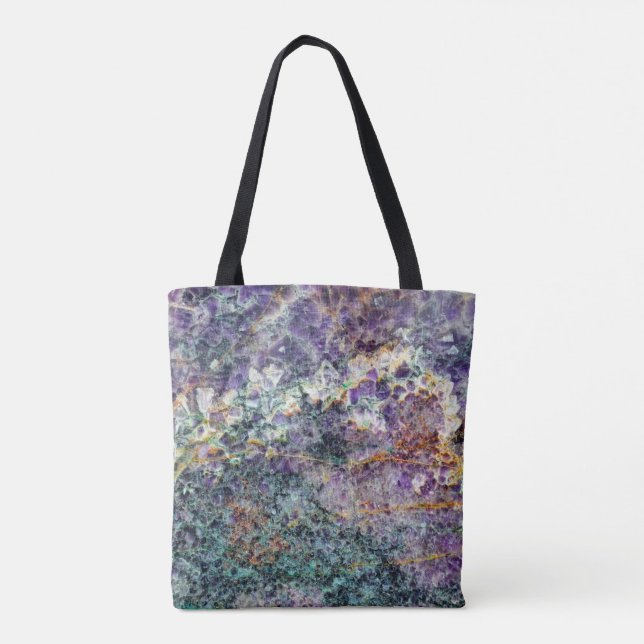 amethyst stone texture pattern rock gem mineral am tote bag (Back)