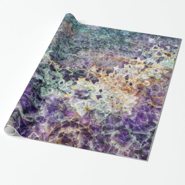 amethyst stone texture pattern rock gem mineral am wrapping paper (Unrolled)