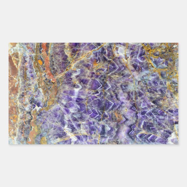 amethyst stone texture pattern rock gem mineral rectangular sticker (Front)