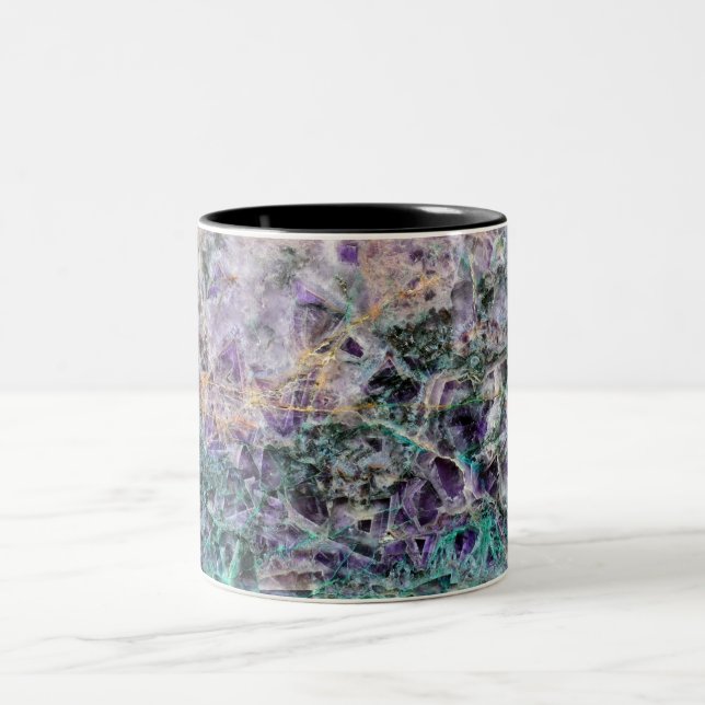 amethyst stone texture pattern rock gem Two-Tone coffee mug (Center)