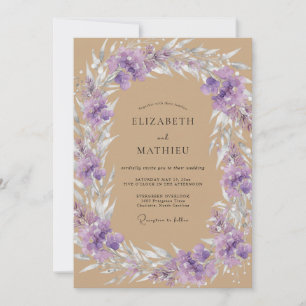 Amethyst Tan Leafy Wedding Invitation