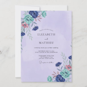 Amethyst Teal Painted Wedding Invitation