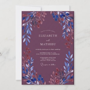 Amethyst Terracotta Leafy Wedding Invitation