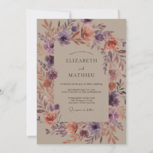 Amethyst Terracotta Wildflower Wedding Invitation