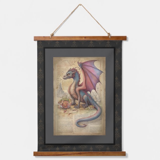 Amethyst the Dragon Antique Victorian Tapestry (Front)