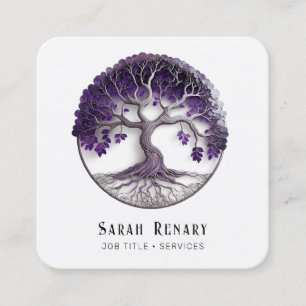 Amethyst Tree of Life Square Business Card