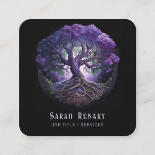 Amethyst Tree of Life Square Business Card