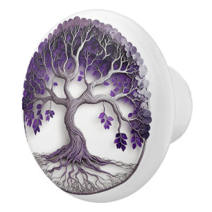 Amethyst Tree Of Life Yggdrasil Ceramic Knob