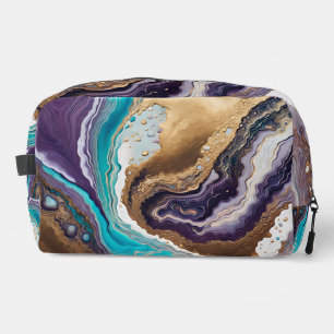 Amethyst Turquoise and Gold Abstract  Dopp Kit
