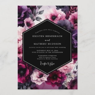 Amethyst Velvet Blossom Wedding Invitation