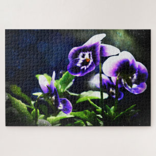 Amethyst Violas Under a Starry Sky Jigsaw Puzzle