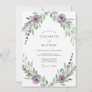 Amethyst Violet Vine Wedding Invitation