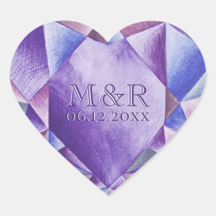 Amethyst Watercolor Heart 33rd Wedding Anniversary Heart Sticker
