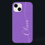 Amethyst White Elegant Calligraphy Script Name Case-Mate iPhone 14 Case<br><div class="desc">Amethyst Elegant White Calligraphy Script Custom Personalised Name iPhone 14 Smart Phone Cases features a modern and trendy simple and stylish design with your personalised name in elegant hand written calligraphy script typography on a amethyst background. Designed by ©Evco Studio www.zazzle.com/store/evcostudio</div>