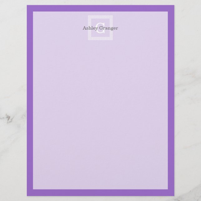 Amethyst, White Greek Key #1 Framed Monogram (Front)