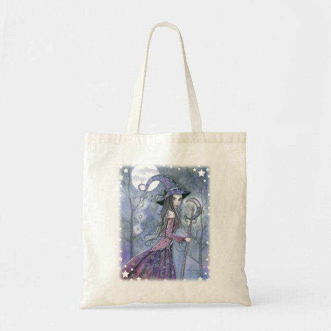 Amethyst Witch Fantasy Halloween Art Tote Bag (Front)
