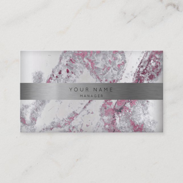 Ametyst Gray Marble Appointment Silver Gold 3D Card (Front)