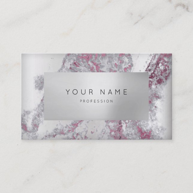 Ametyst Gray Marble Appointment Silver Gold 3D VIP Card (Front)