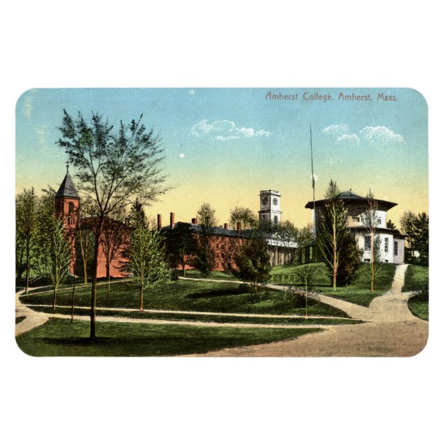 Amherst College MA Vintage 1912 Postcard Magnet (Horizontal)
