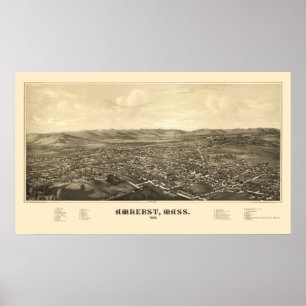 Amherst, MA Panoramic Map - 1886 Poster