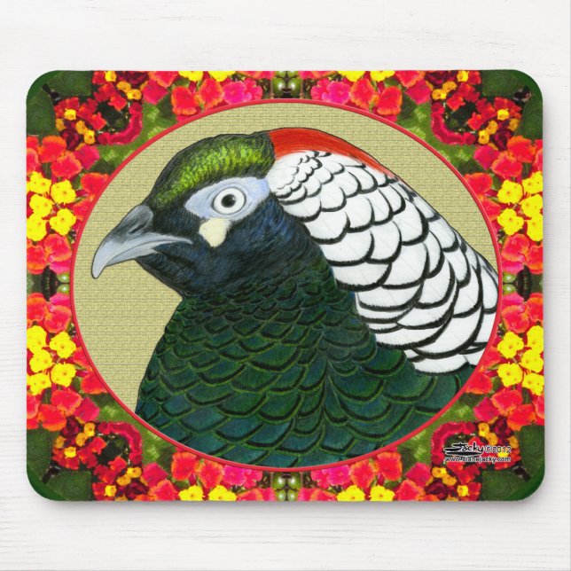 Amherst Pheasant and Flowers Mouse Mat (Front)