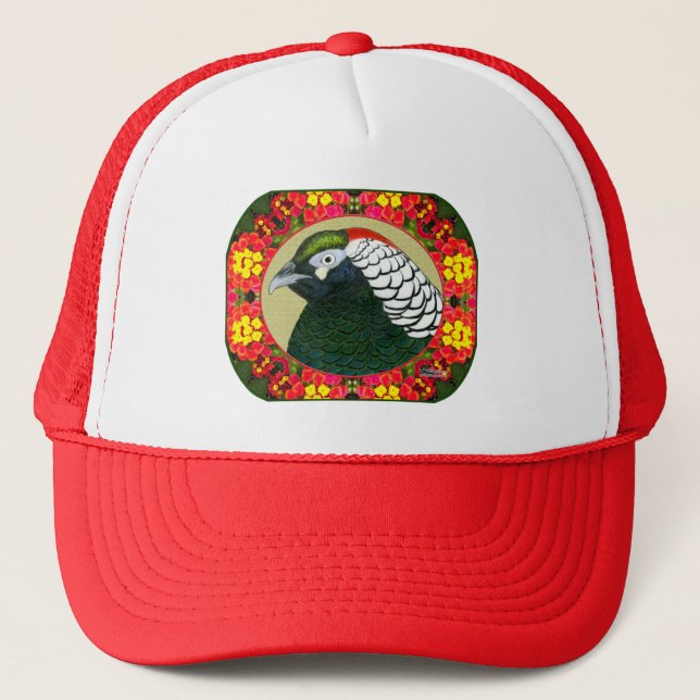 Amherst Pheasant and Flowers Trucker Hat (Front)