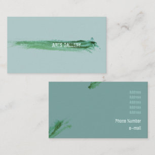 Amiable Green Brushstrokes Stains Hand Drawn Art Business Card