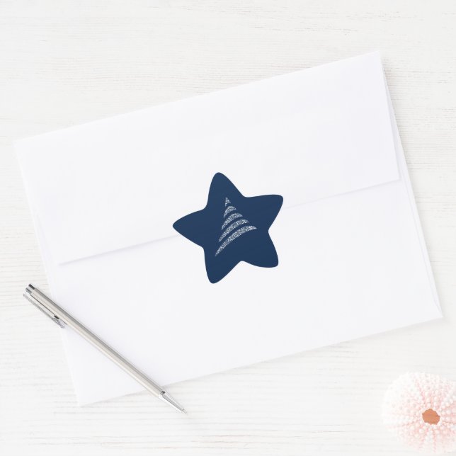 Amiable Monochrome Artistic Christmas Tree Star Sticker (Envelope)