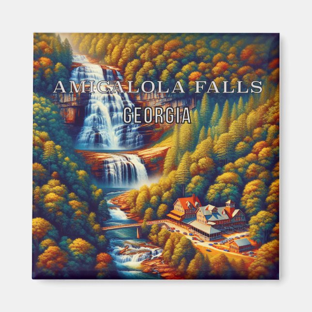 Amicalola Falls Georgia Souvenir Fridge Magnet (Front)