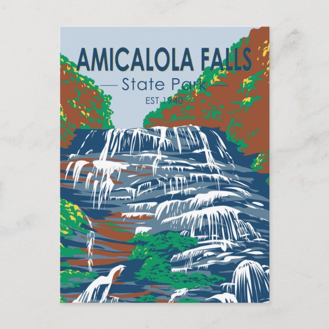 Amicalola Falls State Park Georgia Vintage Postcard (Front)