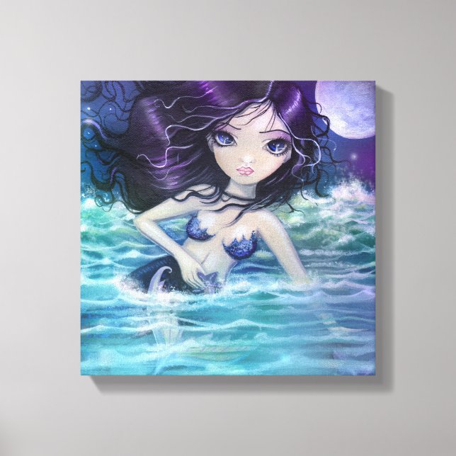 Amid the Soft Sea Mermaid Art Print Wrapped Canvas (Front)