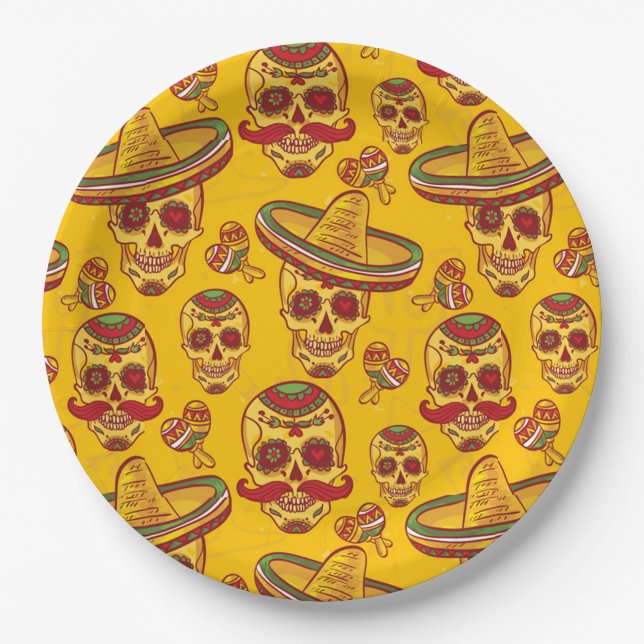 Amigo Skulls Paper Plate (Front)