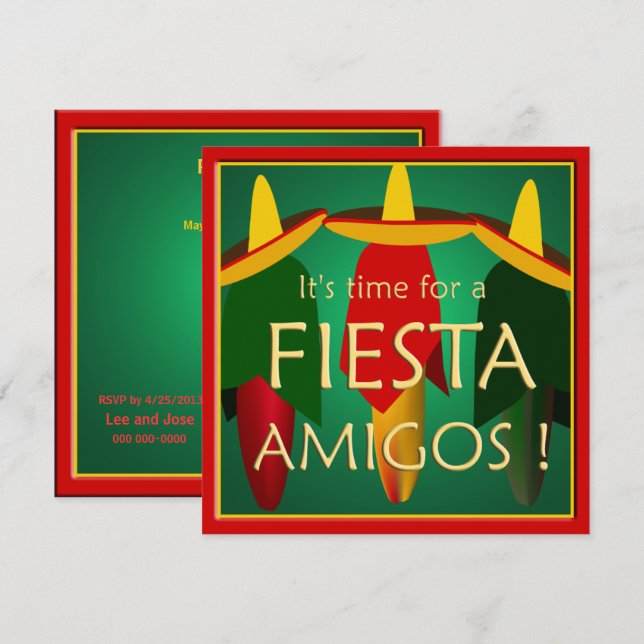 Amigos Fiesta Party Invitation (Front/Back)