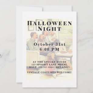 amily Gathering Halloween Night Cozy Party Invitation