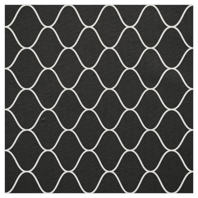 Amime Pattern - White on Black Fabric (Swatch)
