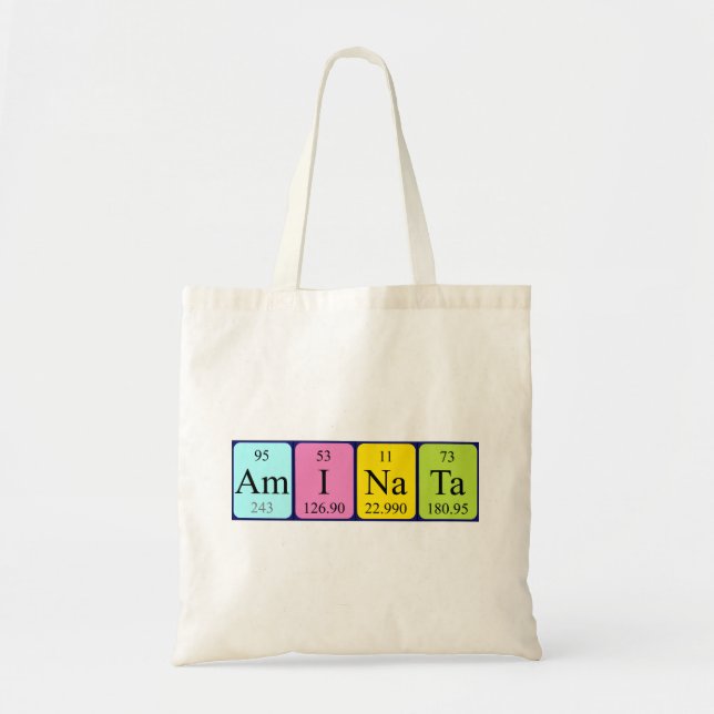 Aminata periodic table name tote bag (Front)