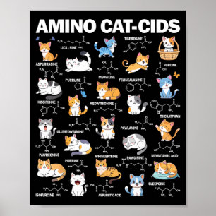 Amino Cat-cids Funny Science Biology Chemistry Poster