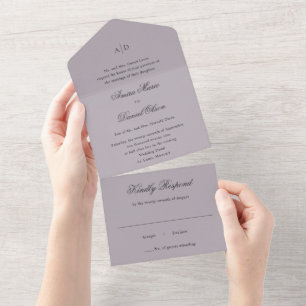 Amira Dusty Lilac Elegant Wedding All In One Invitation
