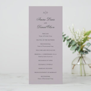 Amira Dusty Lilac Elegant Wedding Programme