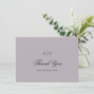 Amira Dusty Lilac Elegant Wedding Thank You Card