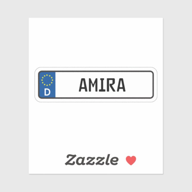 Amira German Car License Plate (Sheet)