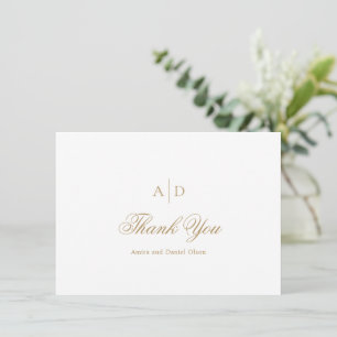 Amira Gold Elegant Wedding Thank You Card