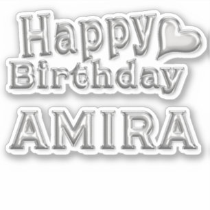 Amira Happy Birthday silver sticker