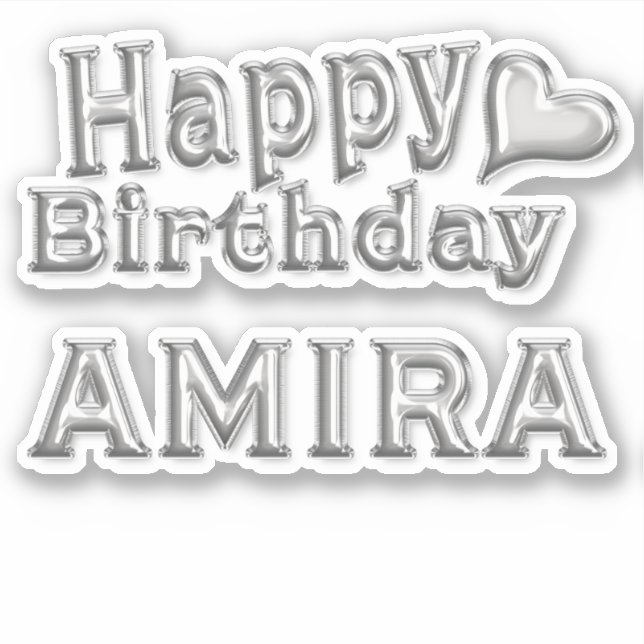 Amira Happy Birthday silver sticker (Front)