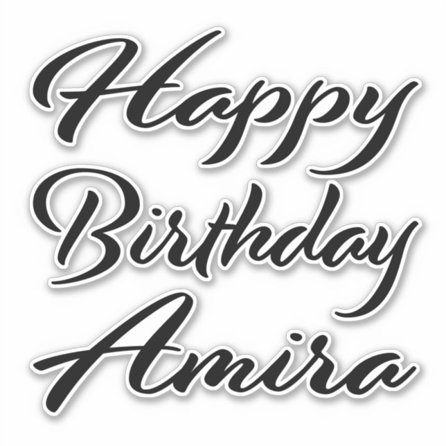 Amira name first name black Sticker birthday (Front)