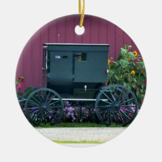 Amish Buggy-Barnyard Ceramic Tree Decoration
